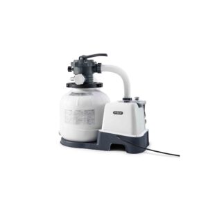 Intex 26680  Pompa Filtro a Sabbia Krystal Clear con Generatore Salino di Cloro Saltwater System Integrato, Flusso d'Acqua 10000 Lh, Flusso di Sistema 8000 Lh, per piscine con massimo 56800 L, Plastica, Bianco