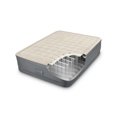 Intex 64926ND - Materasso Gonfiabile Dura-Beam PremAire II Matrimoniale, con Pompa Elettrica e USB, PVC, Multicolore, 152x203x46 cm