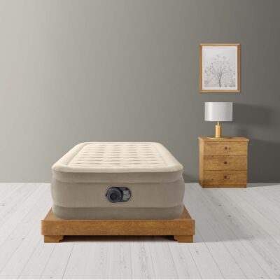 Intex 64426ND - Materasso Gonfiabile Dura-Beam Ultra Plush Singolo, con Pompa Elettrica Incorporata, PVC, Beige, 99x191x46 cm