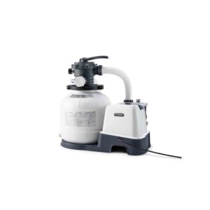Intex 26676  Pompa Filtro a Sabbia Krystal Clear con Generatore Salino di Cloro Saltwater System Integrato, Flusso d'Acqua 7900 Lh, Flusso di Sistema 6000 Lh, per piscine con massimo 32200 L, Plastica, Bianco