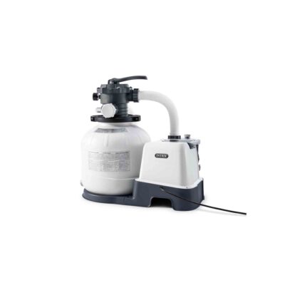Intex 26676  Pompa Filtro a Sabbia Krystal Clear con Generatore Salino di Cloro Saltwater System Integrato, Flusso d'Acqua 7900 Lh, Flusso di Sistema 6000 Lh, per piscine con massimo 32200 L, Plastica, Bianco