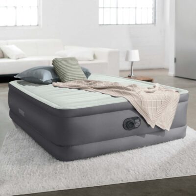 Intex 64904ND - Materasso Gonfiabile  Dura-Beam PremAire Piazza e Mezza, con Pompa Elettrica Incorporata, PVC, Multicolore, 137x191x46 cm