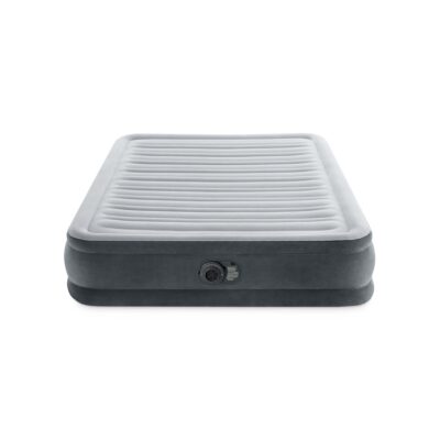 Intex 67768ND - Materasso Gonfiabile Dura-Beam Comfort Plush Piazza e Mezza con Pompa Elettrica Incorporata, PVC, Grigio, 137x191x33 cm