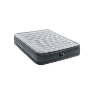 Intex 67768ND - Materasso Gonfiabile Dura-Beam Comfort Plush Piazza e Mezza con Pompa Elettrica Incorporata, PVC, Grigio, 137x191x33 cm