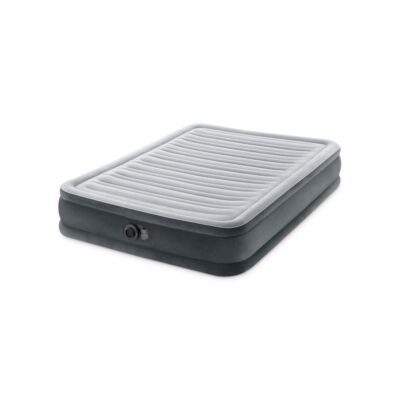 Intex 67768ND - Materasso Gonfiabile Dura-Beam Comfort Plush Piazza e Mezza con Pompa Elettrica Incorporata, PVC, Grigio, 137x191x33 cm