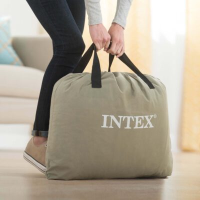 Intex 67768ND - Materasso Gonfiabile Dura-Beam Comfort Plush Piazza e Mezza con Pompa Elettrica Incorporata, PVC, Grigio, 137x191x33 cm
