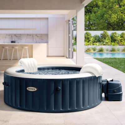 Intex 28432EX - PureSpa Vasca Idromassaggio Gonfiabile Bubble Massage, 6 posti, 170 Getti, Riscaldatore, PVC, Blu Navy, 216x71 cm