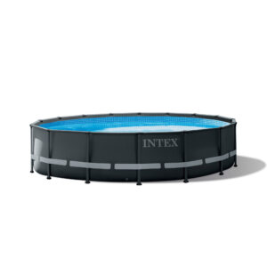 Intex 26326NP  Piscina Fuori Terra Ultra XTR Frame Rotonda, Pompa Filtro 5700 Lh, Scaletta, Telo Base e Copertura, 19156 L, Acciaio e PVC, Grigio, 488x122 cm