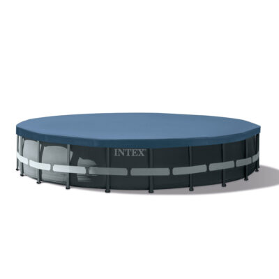 Intex 26334NP  Piscina Fuori Terra Ultra XTR Frame Rotonda, Pompa Filtro 7900 Lh, Scaletta, Telo Base e Copertura, 30079 L, Acciaio e PVC, Grigio, 610x122 cm