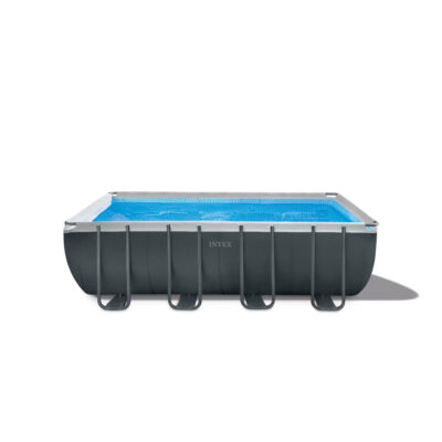 Intex 26356NP  Piscina Fuori Terra Ultra XTR Frame Rettangolare, Pompa Filtro 5700 Lh, Scaletta, Telo Base e Copertura, 17203 L, Acciaio e PVC, Grigio, 549x274x132 cm