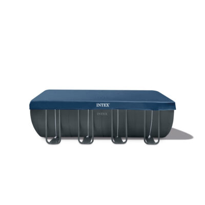Intex 26356NP  Piscina Fuori Terra Ultra XTR Frame Rettangolare, Pompa Filtro 5700 Lh, Scaletta, Telo Base e Copertura, 17203 L, Acciaio e PVC, Grigio, 549x274x132 cm