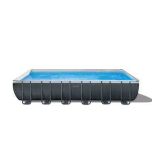 Intex 26364NP  Piscina Fuori Terra Ultra XTR Frame Rettangolare, Pompa Filtro 7900 Lh, Scaletta, Telo Base e Copertura, 31805 L, Acciaio e PVC, Grigio, 732x366x132 cm