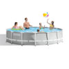 Intex 26724NP  Piscina Fuori Terra Prisma Frame Rotonda, Pompa Filtro 3785 Lh, Scaletta, Telo Base e Copertura, 14614 L, Acciaio e PVC, Grigio, 457x107 cm