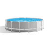 Intex 26726NP  Piscina Fuori Terra Prisma Frame Rotonda, Pompa Filtro 3785 Lh, Scaletta, Telo Base e Copertura, 16805 L, Acciaio e PVC, Grigio, 457x122 cm