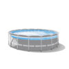 Intex 26730NP  Piscina Fuori Terra Prisma Frame Clearview Rotonda, Pompa Filtro 5678 Lh, Scaletta, Telo Base e Copertura, 19156 L, Acciaio e PVC, Grigio, 488x122 cm