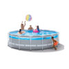 Intex 26730NP  Piscina Fuori Terra Prisma Frame Clearview Rotonda, Pompa Filtro 5678 Lh, Scaletta, Telo Base e Copertura, 19156 L, Acciaio e PVC, Grigio, 488x122 cm