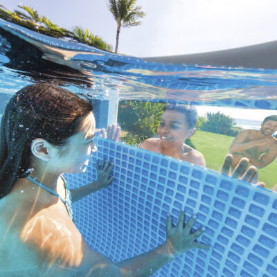 Intex 26730NP  Piscina Fuori Terra Prisma Frame Clearview Rotonda, Pompa Filtro 5678 Lh, Scaletta, Telo Base e Copertura, 19156 L, Acciaio e PVC, Grigio, 488x122 cm