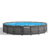 Intex 26744NP  Piscina Fuori Terra Prisma Frame Greywood Rotonda, Pompa Filtro 5678 Lh, Scaletta, Telo Base e Copertura, 24311 L, Acciaio e PVC, Marrone, 549x122 cm