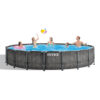 Intex 26744NP  Piscina Fuori Terra Prisma Frame Greywood Rotonda, Pompa Filtro 5678 Lh, Scaletta, Telo Base e Copertura, 24311 L, Acciaio e PVC, Marrone, 549x122 cm