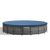 Intex 26744NP  Piscina Fuori Terra Prisma Frame Greywood Rotonda, Pompa Filtro 5678 Lh, Scaletta, Telo Base e Copertura, 24311 L, Acciaio e PVC, Marrone, 549x122 cm