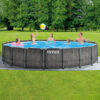 Intex 26744NP  Piscina Fuori Terra Prisma Frame Greywood Rotonda, Pompa Filtro 5678 Lh, Scaletta, Telo Base e Copertura, 24311 L, Acciaio e PVC, Marrone, 549x122 cm