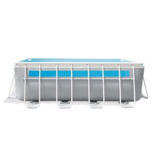 Intex 26770NP  Piscina Fuori Terra Prisma Frame Clearview Rettangolare, Pompa Filtro 2006 Lh, Scaletta, Telo Base e Copertura, 8418 L, Acciaio e PVC, Grigio, 400x200x122 cm