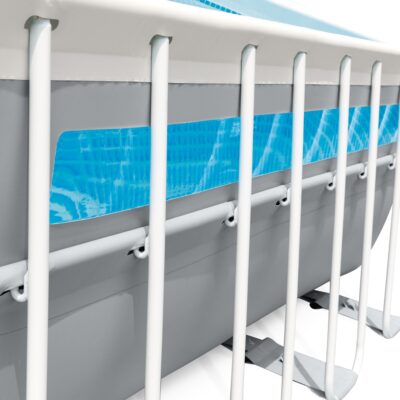 Intex 26770NP  Piscina Fuori Terra Prisma Frame Clearview Rettangolare, Pompa Filtro 2006 Lh, Scaletta, Telo Base e Copertura, 8418 L, Acciaio e PVC, Grigio, 400x200x122 cm