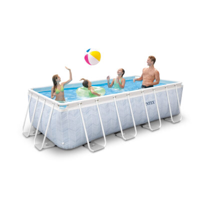 Intex 26780NP  Piscina Fuori Terra Prisma Frame Chevron Rettangolare, Pompa Filtro 2006 Lh, Scaletta, 6836 L, Acciaio e PVC, Multicolore, 400x200x100 cm