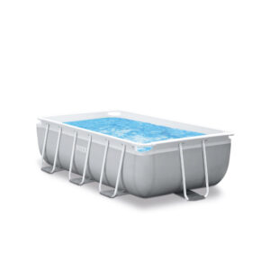 Intex 26784NP  Piscina Fuori Terra Prisma Frame Rettangolare, Pompa Filtro 2006 Lh, Scaletta, 3539 L, Acciaio e PVC, Grigio, 300x175x80 cm