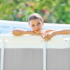 Intex 26788NP  Piscina Fuori Terra Prisma Frame Rettangolare, Pompa Filtro 2006 Lh, Scaletta, 6836 L, Acciaio e PVC, Grigio, 400x200x100 cm