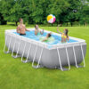 Intex 26788NP  Piscina Fuori Terra Prisma Frame Rettangolare, Pompa Filtro 2006 Lh, Scaletta, 6836 L, Acciaio e PVC, Grigio, 400x200x100 cm