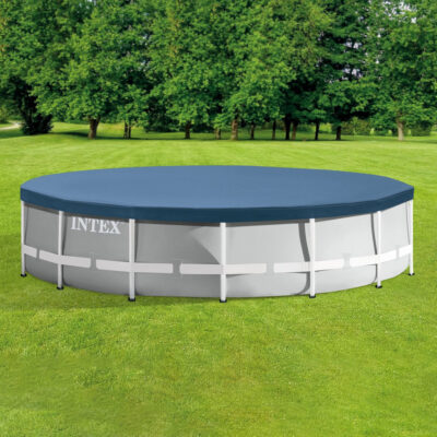 Intex 28032 - Telo Copripiscina per Piscina Metal  Prisma Frame Rotonda, PVC, Blu, 457 cm