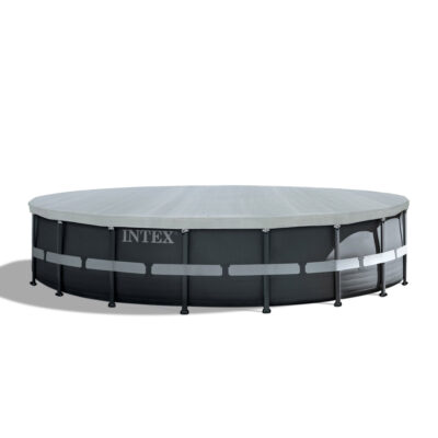 Intex 28041 - Telo Copripiscina Deluxe per piscina Frame rotonda, Polietilene, Grigio, 549 cm