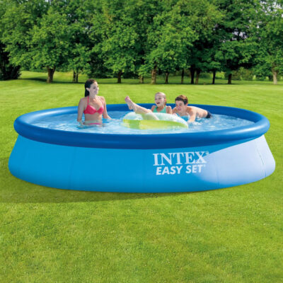 Intex 28142NP  Piscina Fuori Terra Easy Set Rotonda, Pompa Filtro 2006 Lh, 7290 L, PVC, Azzurro, 396x84 cm