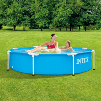 Intex 28205NP  Piscina Fuori Terra Metal Frame Rotonda, 1828 L, Acciaio e PVC, Azzurro, 244x51 cm
