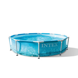 Intex 28206NP  Piscina Fuori Terra Metal Frame Beachside Rotonda, 4485 L, Acciaio e PVC, Multicolore, 305x76 cm
