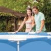 Intex 28209NP  Piscina Fuori Terra Canopy Metal Frame Rotonda, con Tettoia Parasole Removibile e Spruzzino Acqua, 700 L, Acciaio e PVC, Azzurro, 183x38 cm