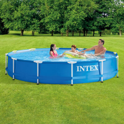 Intex 28210NP  Piscina Fuori Terra Metal Frame Rotonda, 6503 L, Acciaio e PVC, Blu, 366x76 cm