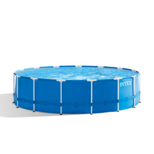 Intex 28242NP  Piscina Fuori Terra Metal Frame Rotonda, Pompa Filtro 3785 Lh, Scaletta, Telo Base e Copertura, 16805 L, Acciaio e PVC, Blu, 457x122 cm