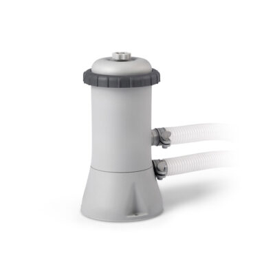 Intex 26720NP  Piscina Fuori Terra Prisma Frame Rotonda, Pompa Filtro 3785 Lh, Scaletta, Telo Base e Copertura, 12706 L, Acciaio e PVC, Grigio, 427x107 cm