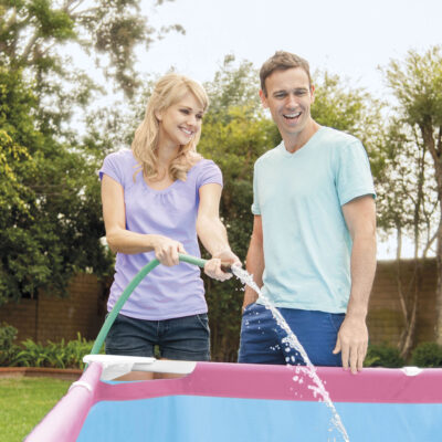 Intex 28266NP - Piscina Fuori Terra Rectangular Frame Rettangolare, 1662 L, Acciaio e PVC, Rosa, 220x150x60 cm