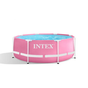 Intex 28290NP  Piscina Fuori Terra Metal Frame Rotonda, 2843 L, Acciaio e PVC, Rosa, 244x76 cm