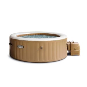 Intex 28426EX - PureSpa Vasca Idromassaggio Gonfiabile Bubble Massage, 4 posti, 120 Getti, Riscaldatore, PVC, Beige, 196x71 cm