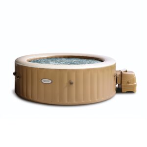 Intex 28428EX - PureSpa Vasca Idromassaggio Gonfiabile Bubble Massage, 6 posti, 140 Getti, Riscaldatore, PVC, Beige, 216x71 cm