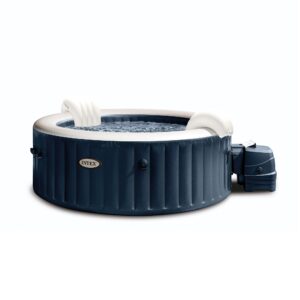 Intex 28430EX - PureSpa Vasca Idromassaggio Gonfiabile Bubble Massage, 4 posti, 140 Getti, Riscaldatore, PVC, Blu Navy, 196x71 cm