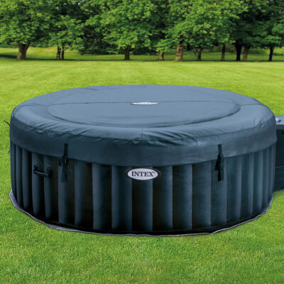 Intex 28430EX - PureSpa Vasca Idromassaggio Gonfiabile Bubble Massage, 4 posti, 140 Getti, Riscaldatore, PVC, Blu Navy, 196x71 cm
