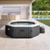 Intex 28438EX  PureSpa Bubble Plus Idromassaggio Gonfiabile, Ottagonale, 6 posti, PVC, con 140 Getti e Accessori, Grigio Ardesia,  211x71 cm