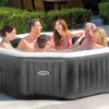Intex 28438EX  PureSpa Bubble Plus Idromassaggio Gonfiabile, Ottagonale, 6 posti, PVC, con 140 Getti e Accessori, Grigio Ardesia,  211x71 cm