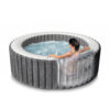 Intex 28442EX - PureSpa Vasca Idromassaggio Gonfiabile Greywood Deluxe, 6 posti, 170 Getti, Riscaldatore, PVC, Grigio, 216x71 cm