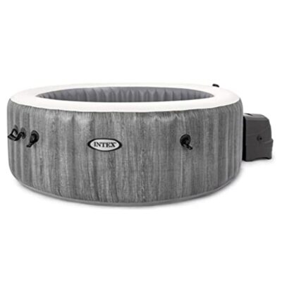 Intex 28442EX - PureSpa Vasca Idromassaggio Gonfiabile Greywood Deluxe, 6 posti, 170 Getti, Riscaldatore, PVC, Grigio, 216x71 cm